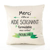 Housse de Coussin Premium Merci Aide Soignant Inoubliable - Coton Canvas Fairtrade Beige Idée Cadeau Décoration Canapé