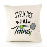 Housse de Coussin Premium Tennis 2 Version Blanc - Coton Canvas Fairtrade Beige Idée Cadeau Décoration Canapé