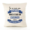 Housse de Coussin Premium Je ne suis Pas superhomme mais Je suis Cuisinier Donc C'est Presque pareil - Coton Canvas Fairtrade Beige Idée Cadeau Décoration Canapé 40x40
