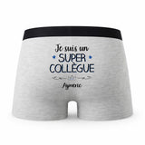 Caleçon Aymeric Un Super Collègue - Humour Boxer Gris Idée Cadeau