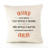 Housse de Coussin Premium Un Khalid Aussi génial - Coton Canvas Fairtrade Beige Idée Cadeau Décoration Canapé