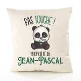 Housse de Coussin Premium Jean-Pascal Pas Touche Panda - Coton Canvas Fairtrade Beige Idée Cadeau Décoration Canapé 40x40