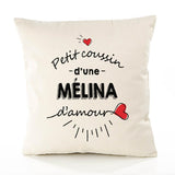 Housse de Coussin Premium Melina d'amour - Coton Canvas Fairtrade Beige Idée Cadeau Décoration Canapé 40x40