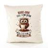 Housse de Coussin Premium Marie-Anne Chouette Grain - Coton Canvas Fairtrade Beige Idée Cadeau Décoration Canapé