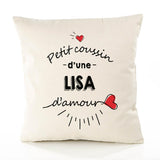 Housse de Coussin Premium Lisa d'amour - Coton Canvas Fairtrade Beige Idée Cadeau Décoration Canapé 40x40