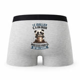 Caleçon Le Joaillier Panda Grain - Humour Boxer Gris Idée Cadeau