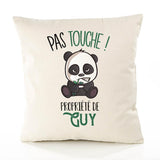 Housse de Coussin Premium Guy Pas Touche Panda - Coton Canvas Fairtrade Beige Idée Cadeau Décoration Canapé 40x40