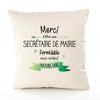 Housse de Coussin Premium Merci Secrétaire de Mairie Inoubliable Femme - Coton Canvas Fairtrade Beige Idée Cadeau Décoration Canapé