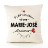 Housse de Coussin Premium Marie-Jose d'amour - Coton Canvas Fairtrade Beige Idée Cadeau Décoration Canapé 40x40