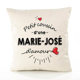 Housse de Coussin Premium Marie-Jose d'amour - Coton Canvas Fairtrade Beige Idée Cadeau Décoration Canapé 40x40