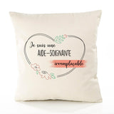 Housse de Coussin Premium Aide-Soignante irremplaçable - Coton Canvas Fairtrade Beige Idée Cadeau Décoration Canapé