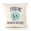 Housse de Coussin Premium Natation Artistique Version Blanc - Coton Canvas Fairtrade Beige Idée Cadeau Décoration Canapé