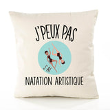 Housse de Coussin Premium Natation Artistique Version Blanc - Coton Canvas Fairtrade Beige Idée Cadeau Décoration Canapé