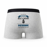 Caleçon Maman Patronne - Humour Boxer Gris Idée Cadeau Fête des Pères