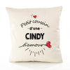Housse de Coussin Premium Cindy d'amour - Coton Canvas Fairtrade Beige Idée Cadeau Décoration Canapé 40x40