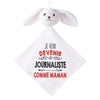 Doudou Bébé Lapin Je Veux Devenir Journaliste comme Maman Gaze de Coton Cadeau Baby Shower