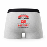 Caleçon Maman Docteure - Humour Boxer Gris Idée Cadeau Fête des Pères
