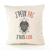 Housse de Coussin Premium Signe Lion Version Blanc - Coton Canvas Fairtrade Beige Idée Cadeau Décoration Canapé