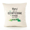 Housse de Coussin Premium Merci Esthéticienne Inoubliable Femme - Coton Canvas Fairtrade Beige Idée Cadeau Décoration Canapé