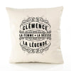 Housse de Coussin Premium CLÉMENCE Déesse légende Noire - Coton Canvas Fairtrade Beige Idée Cadeau Décoration Canapé