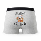 Caleçon Pizza - Humour Boxer Gris Passion Idée Cadeau