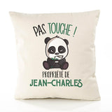 Housse de Coussin Premium Jean-Charles Pas Touche Panda - Coton Canvas Fairtrade Beige Idée Cadeau Décoration Canapé 40x40