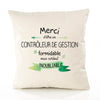 Housse de Coussin Premium Merci Contrôleur de Gestion Inoubliable - Coton Canvas Fairtrade Beige Idée Cadeau Décoration Canapé