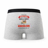Caleçon Beau-Papa Bricoleur - Humour Boxer Gris Idée Cadeau Fête des Pères