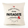 Housse de Coussin Premium Paysagiste d'amour - Coton Canvas Fairtrade Beige Idée Cadeau Décoration Canapé 40x40