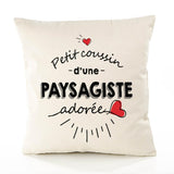 Housse de Coussin Premium Paysagiste d'amour - Coton Canvas Fairtrade Beige Idée Cadeau Décoration Canapé 40x40