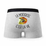 Caleçon Motocross - Humour Boxer Gris Passion Idée Cadeau