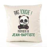 Housse de Coussin Premium Jean-Baptiste Pas Touche Panda - Coton Canvas Fairtrade Beige Idée Cadeau Décoration Canapé 40x40