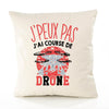 Housse de Coussin Premium Course de Drone Version Blanc - Coton Canvas Fairtrade Beige Idée Cadeau Décoration Canapé