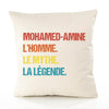 Housse de Coussin Premium Mohamed-Amine Mythe Légende Vintage - Coton Canvas Fairtrade Beige Idée Cadeau Décoration Canapé