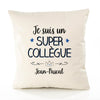Housse de Coussin Premium Jean-Pascal Un Super Collègue - Coton Canvas Fairtrade Beige Idée Cadeau Décoration Canapé 40x40