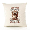 Housse de Coussin Premium Anne-Sophie Chouette Grain - Coton Canvas Fairtrade Beige Idée Cadeau Décoration Canapé