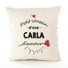 Housse de Coussin Premium Carla d'amour - Coton Canvas Fairtrade Beige Idée Cadeau Décoration Canapé 40x40