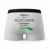 Caleçon Merci Pilote Davion Inoubliable - Humour Boxer Gris Idée Cadeau