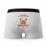 Caleçon Le Nageur Caractère de Cochon - Humour Boxer Gris Idée Cadeau