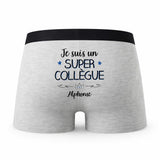 Caleçon Alphonse Un Super Collègue - Humour Boxer Gris Idée Cadeau