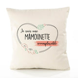 Housse de Coussin Premium Mamounette irremplaçable - Coton Canvas Fairtrade Beige Idée Cadeau Décoration Canapé