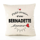 Housse de Coussin Premium Bernadette d'amour - Coton Canvas Fairtrade Beige Idée Cadeau Décoration Canapé 40x40