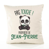 Housse de Coussin Premium Jean-Pierre Pas Touche Panda - Coton Canvas Fairtrade Beige Idée Cadeau Décoration Canapé 40x40