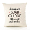 Housse de Coussin Premium Marie-Christine Une Super Collègue - Coton Canvas Fairtrade Beige Idée Cadeau Décoration Canapé