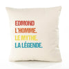 Housse de Coussin Premium Edmond Mythe Légende Vintage - Coton Canvas Fairtrade Beige Idée Cadeau Décoration Canapé
