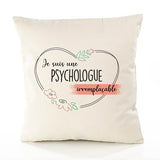 Housse de Coussin Premium Psychologue irremplaçable - Coton Canvas Fairtrade Beige Idée Cadeau Décoration Canapé
