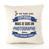 Housse de Coussin Premium Je ne suis Pas superhomme mais Je suis Photographe Donc C'est Presque pareil - Coton Canvas Fairtrade Beige Idée Cadeau Décoration Canapé 40x40