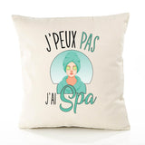 Housse de Coussin Premium Spa Version Blanc - Coton Canvas Fairtrade Beige Idée Cadeau Décoration Canapé