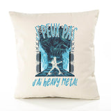 Housse de Coussin Premium Heavy Metal Version Blanc - Coton Canvas Fairtrade Beige Idée Cadeau Décoration Canapé 40x40