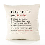 Housse de Coussin Premium Dorothée Définition - Coton Canvas Fairtrade Beige Idée Cadeau Décoration Canapé